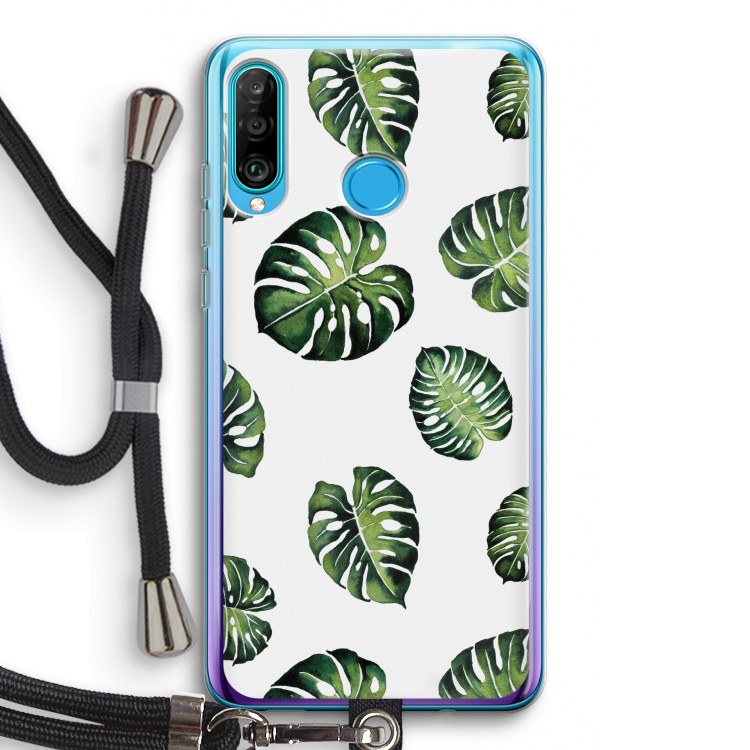 Tropische bladeren: Huawei P30 Lite Transparant Hoesje met koord