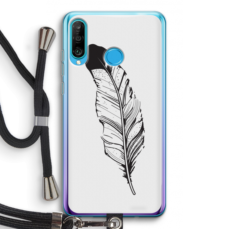 Pluim: Huawei P30 Lite Transparant Hoesje met koord