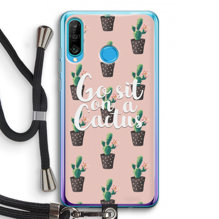 Cactus quote: Huawei P30 Lite Transparant Hoesje met koord