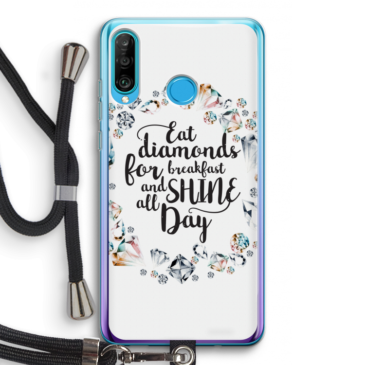 Diamonds: Huawei P30 Lite Transparant Hoesje met koord