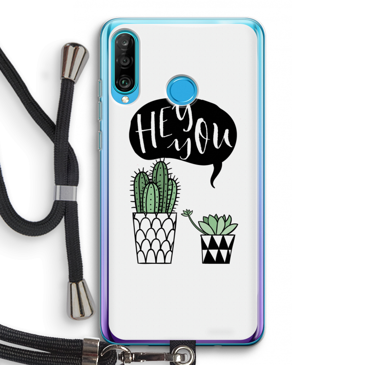 Hey you cactus: Huawei P30 Lite Transparant Hoesje met koord