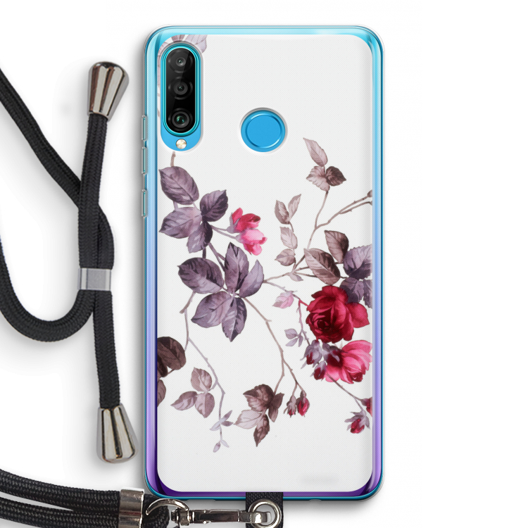 Mooie bloemen: Huawei P30 Lite Transparant Hoesje met koord