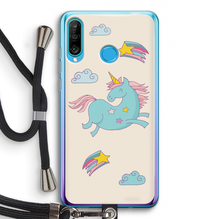 Vliegende eenhoorn: Huawei P30 Lite Transparant Hoesje met koord