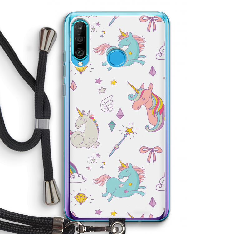 Fantasiewereld: Huawei P30 Lite Transparant Hoesje met koord