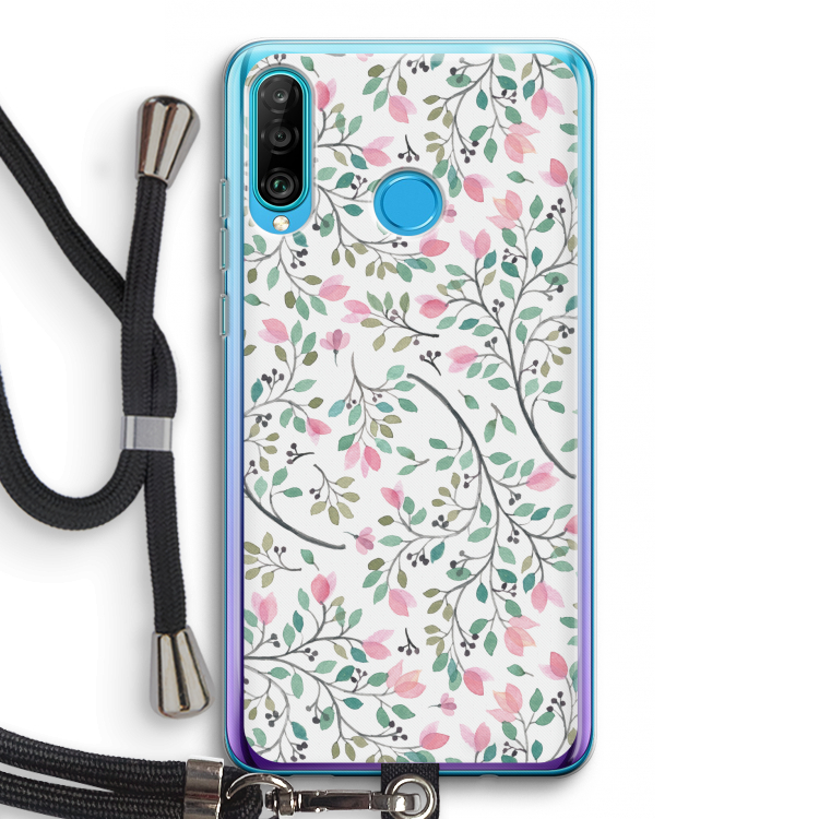 Sierlijke bloemen: Huawei P30 Lite Transparant Hoesje met koord