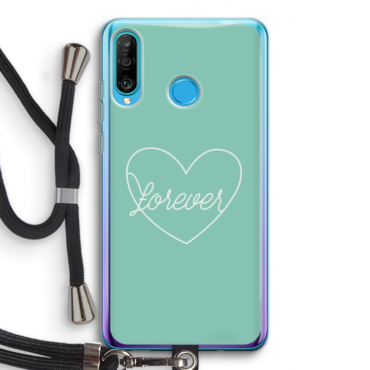 Forever heart pastel: Huawei P30 Lite Transparant Hoesje met koord