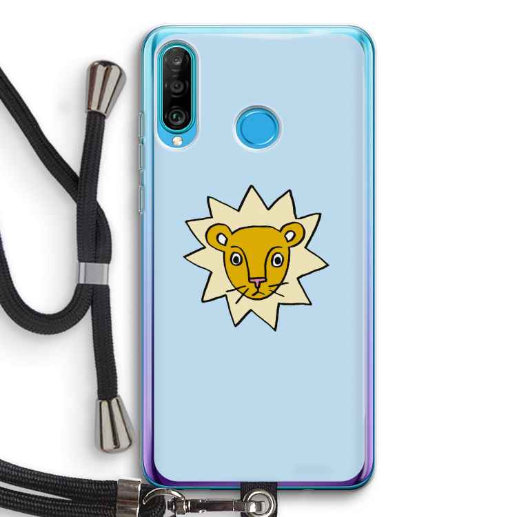 Kleine leeuw: Huawei P30 Lite Transparant Hoesje met koord