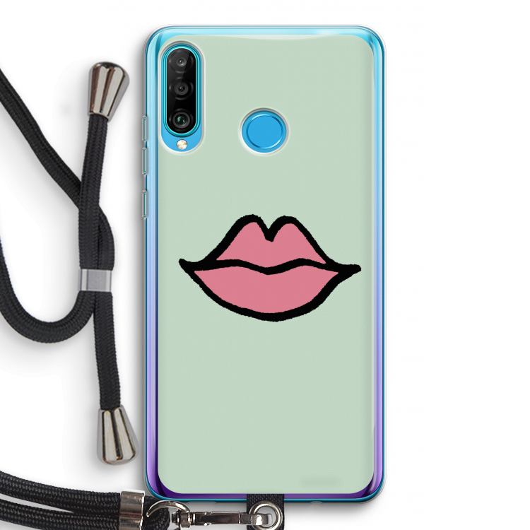 Kusje: Huawei P30 Lite Transparant Hoesje met koord