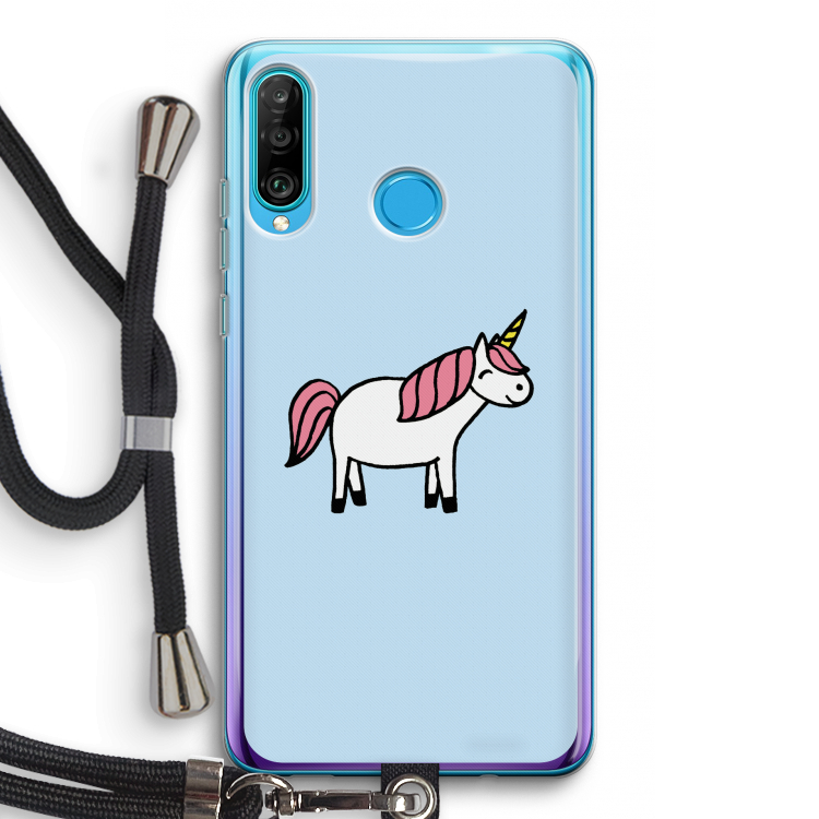 Eenhoorn: Huawei P30 Lite Transparant Hoesje met koord