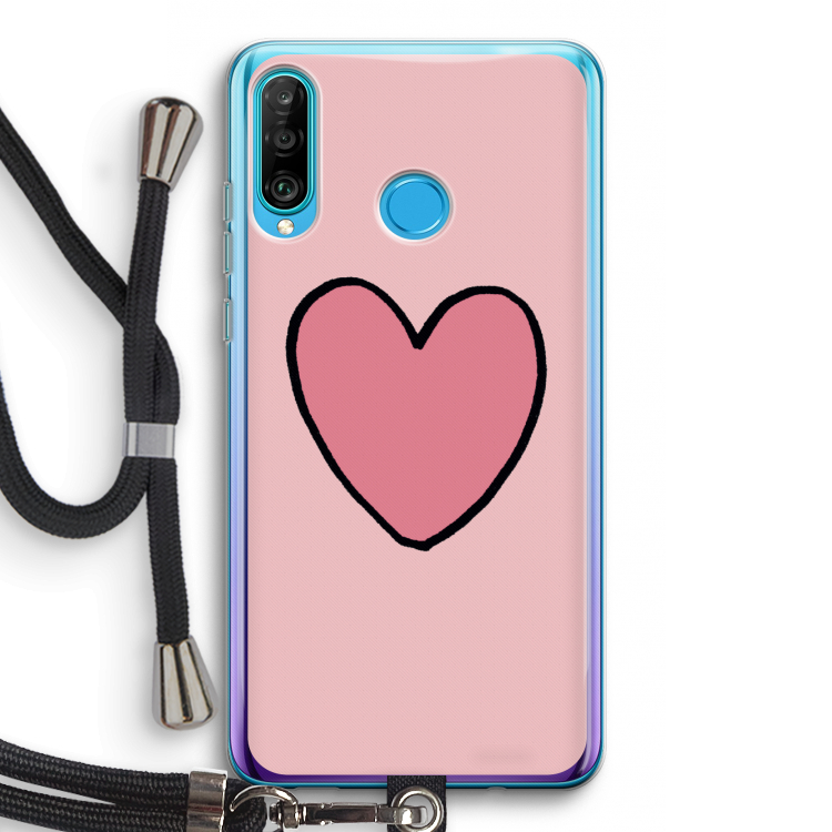 Hartje: Huawei P30 Lite Transparant Hoesje met koord