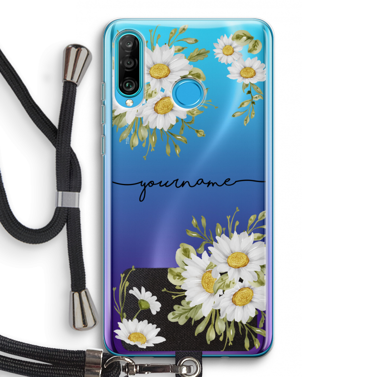 Daisies: Huawei P30 Lite Transparant Hoesje met koord