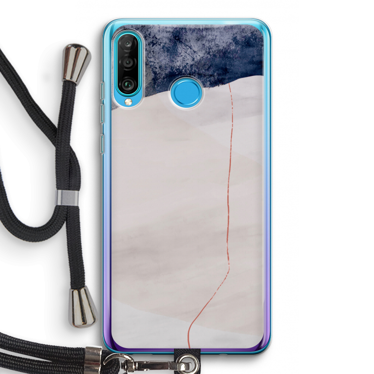Stone White: Huawei P30 Lite Transparant Hoesje met koord