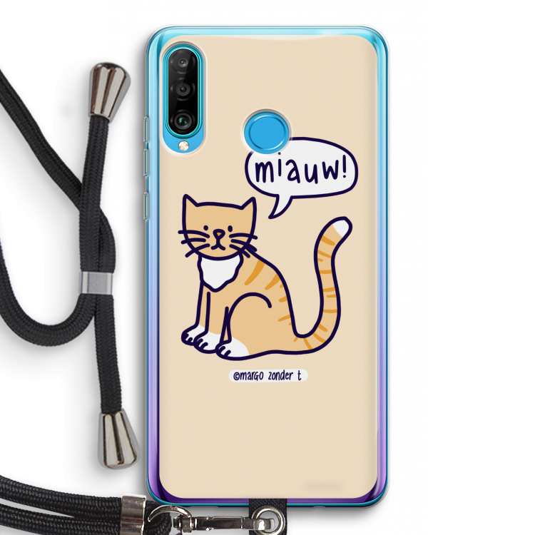 Miauw: Huawei P30 Lite Transparant Hoesje met koord