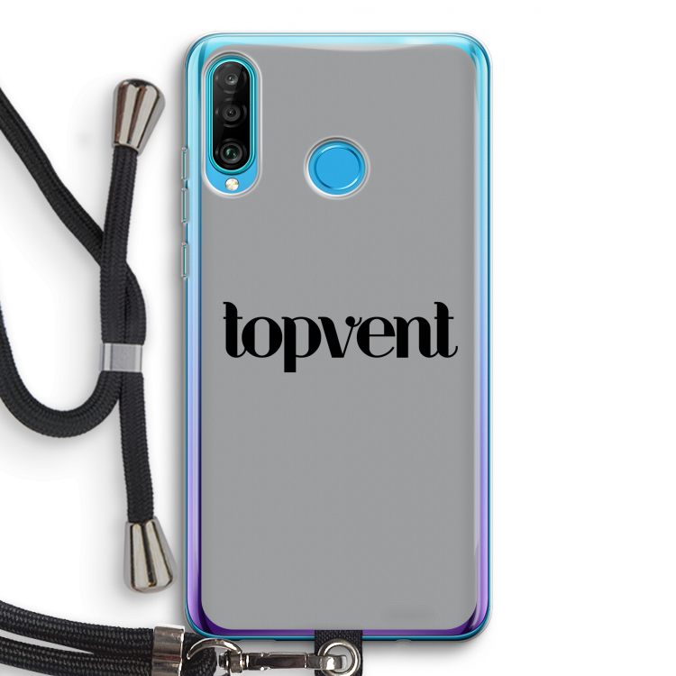 Topvent Grijs Zwart: Huawei P30 Lite Transparant Hoesje met koord