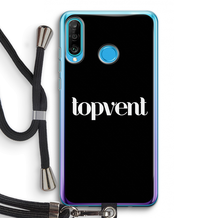 Topvent Zwart: Huawei P30 Lite Transparant Hoesje met koord