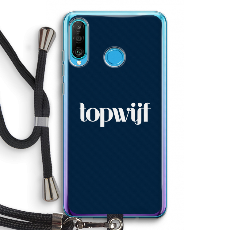 Topwijf Navy: Huawei P30 Lite Transparant Hoesje met koord