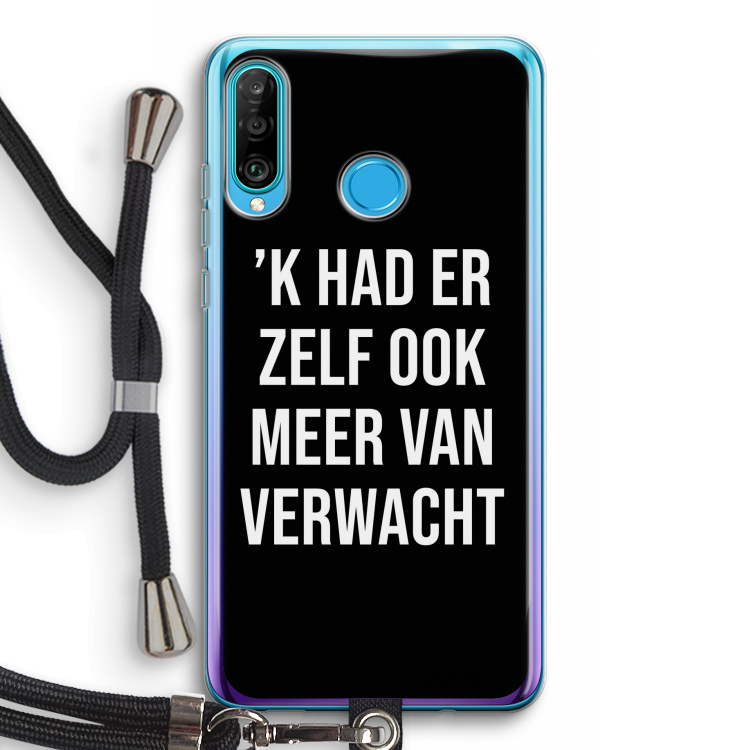 Meer verwacht - Zwart: Huawei P30 Lite Transparant Hoesje met koord