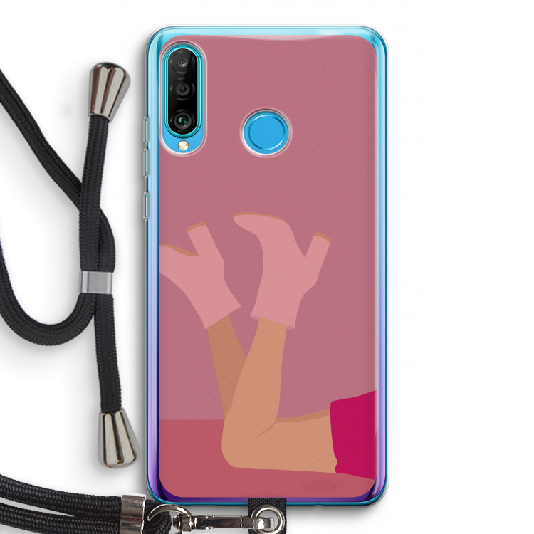 Pink boots: Huawei P30 Lite Transparant Hoesje met koord