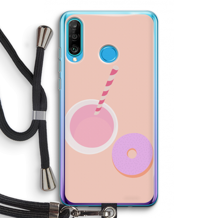 Donut: Huawei P30 Lite Transparant Hoesje met koord