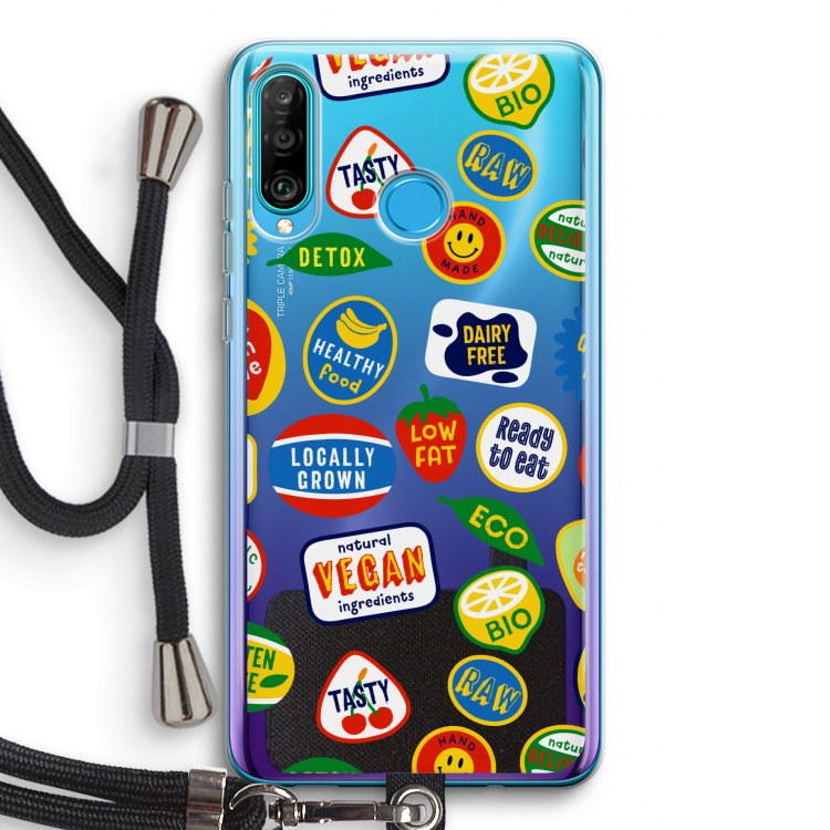Fruitsticker: Huawei P30 Lite Transparant Hoesje met koord