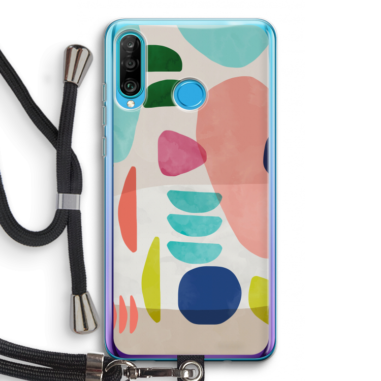 Bold Rounded Shapes: Huawei P30 Lite Transparant Hoesje met koord