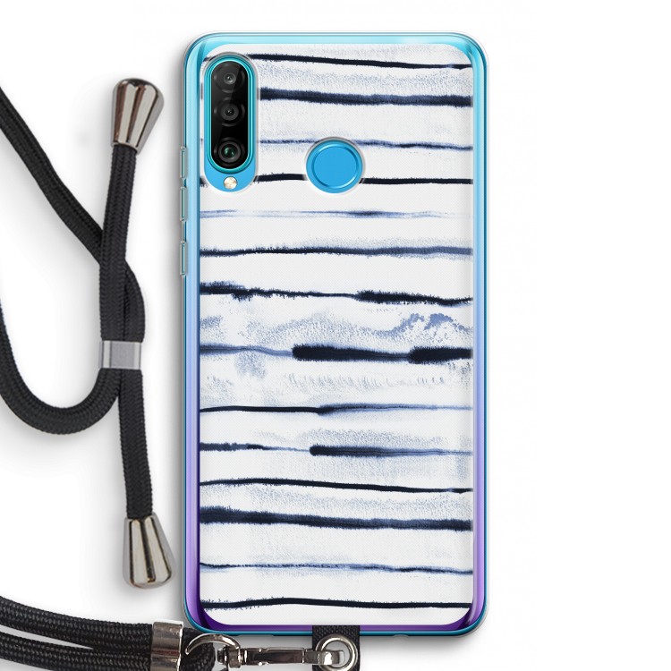 Ink Stripes: Huawei P30 Lite Transparant Hoesje met koord
