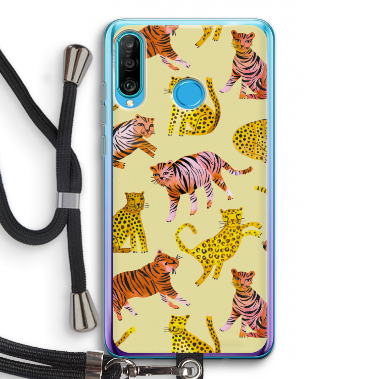Cute Tigers and Leopards: Huawei P30 Lite Transparant Hoesje met koord