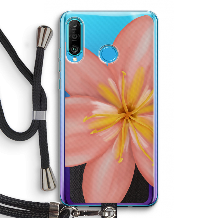 Pink Ellila Flower: Huawei P30 Lite Transparant Hoesje met koord