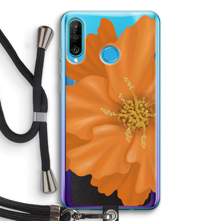 Orange Ellila flower: Huawei P30 Lite Transparant Hoesje met koord