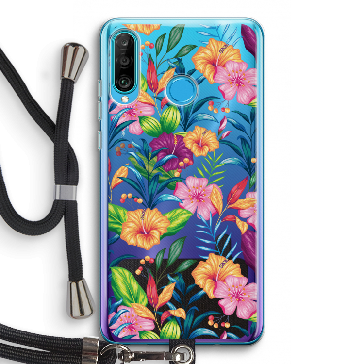 Tropisch 2: Huawei P30 Lite Transparant Hoesje met koord