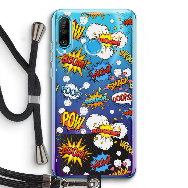 Pow Smack: Huawei P30 Lite Transparant Hoesje met koord
