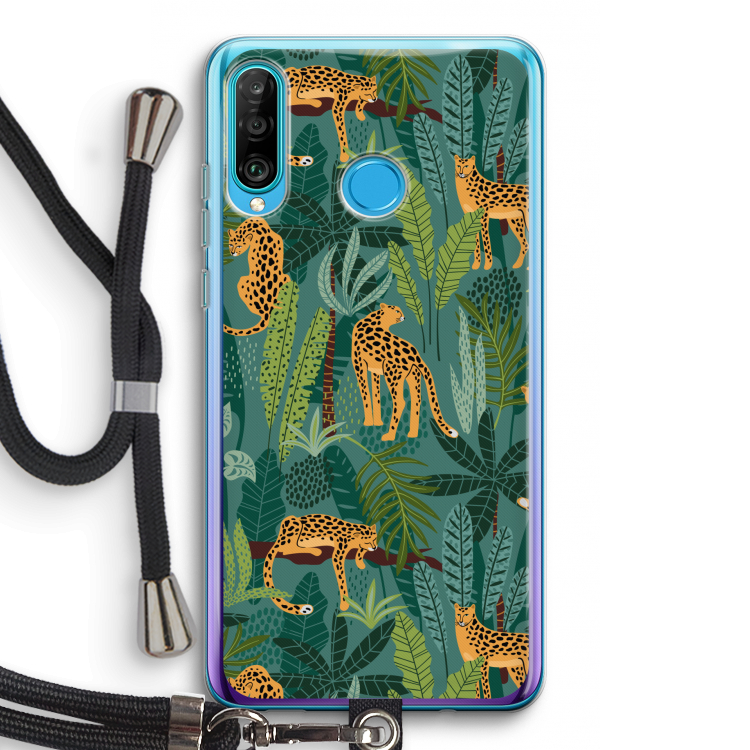 Luipaard 2: Huawei P30 Lite Transparant Hoesje met koord