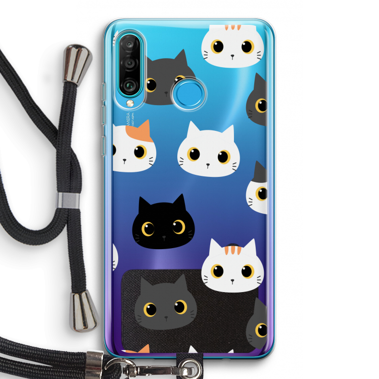Katten: Huawei P30 Lite Transparant Hoesje met koord