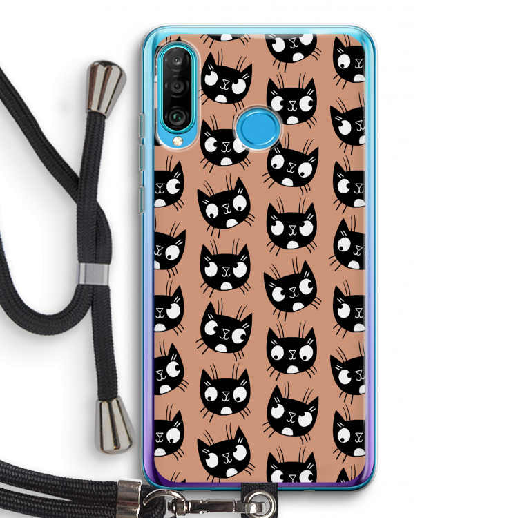 Kat: Huawei P30 Lite Transparant Hoesje met koord