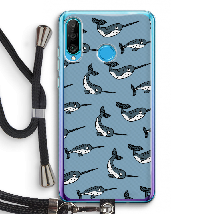 Narwhal: Huawei P30 Lite Transparant Hoesje met koord