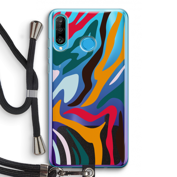 Colored Zebra: Huawei P30 Lite Transparant Hoesje met koord