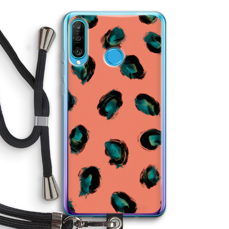 Pink Cheetah: Huawei P30 Lite Transparant Hoesje met koord
