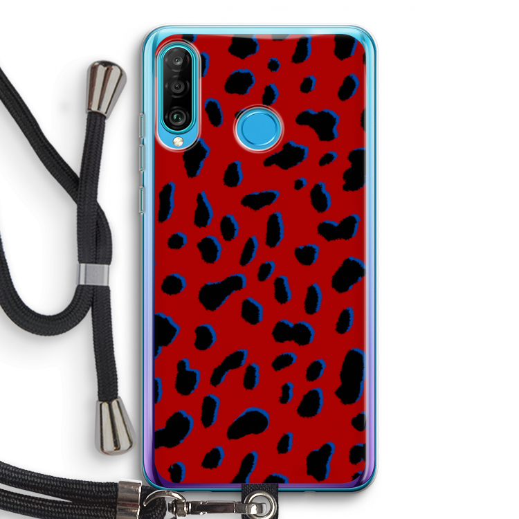 Red Leopard: Huawei P30 Lite Transparant Hoesje met koord