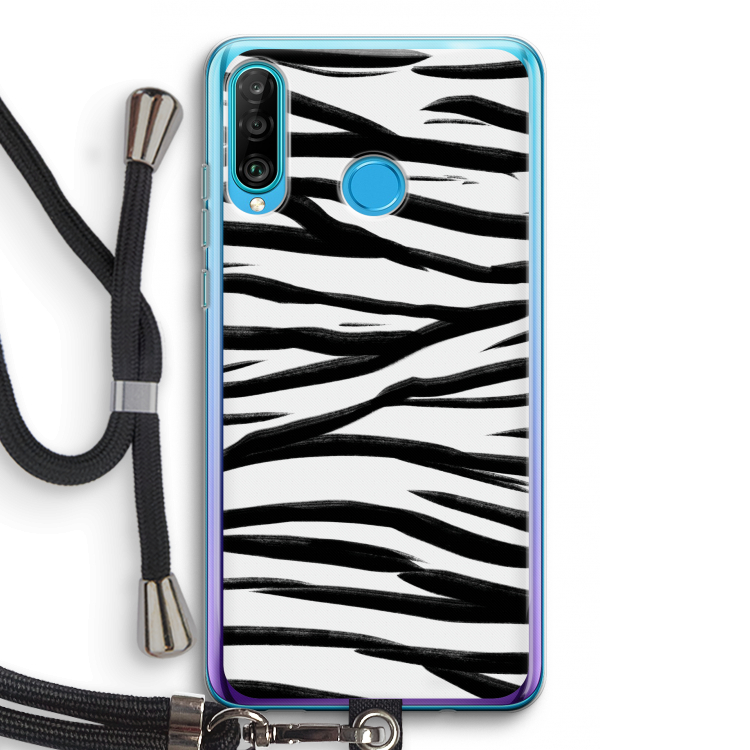 Zebra pattern: Huawei P30 Lite Transparant Hoesje met koord