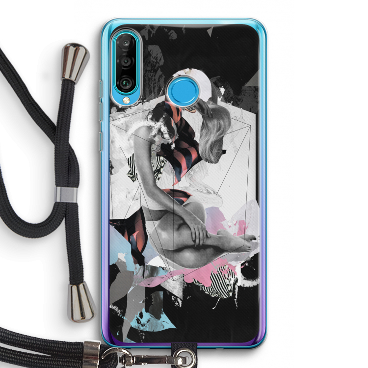 Camouflage de sommeil: Huawei P30 Lite Transparant Hoesje met koord