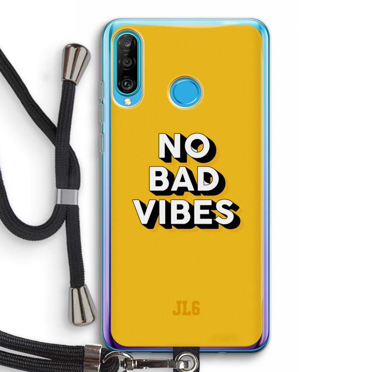 No Bad Vibes: Huawei P30 Lite Transparant Hoesje met koord