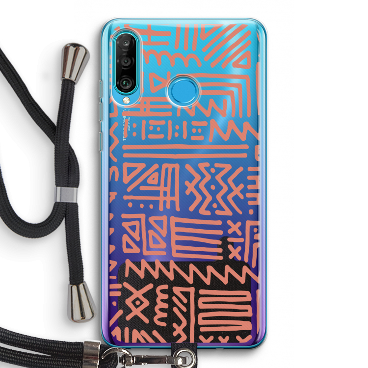 Marrakech Pink: Huawei P30 Lite Transparant Hoesje met koord