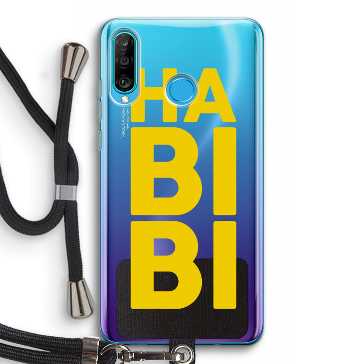 Habibi Blue: Huawei P30 Lite Transparant Hoesje met koord