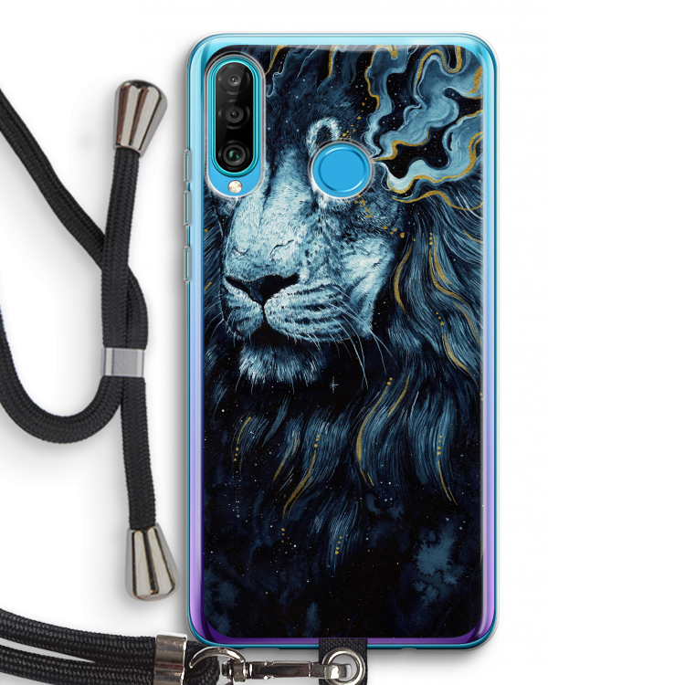 Darkness Lion: Huawei P30 Lite Transparant Hoesje met koord
