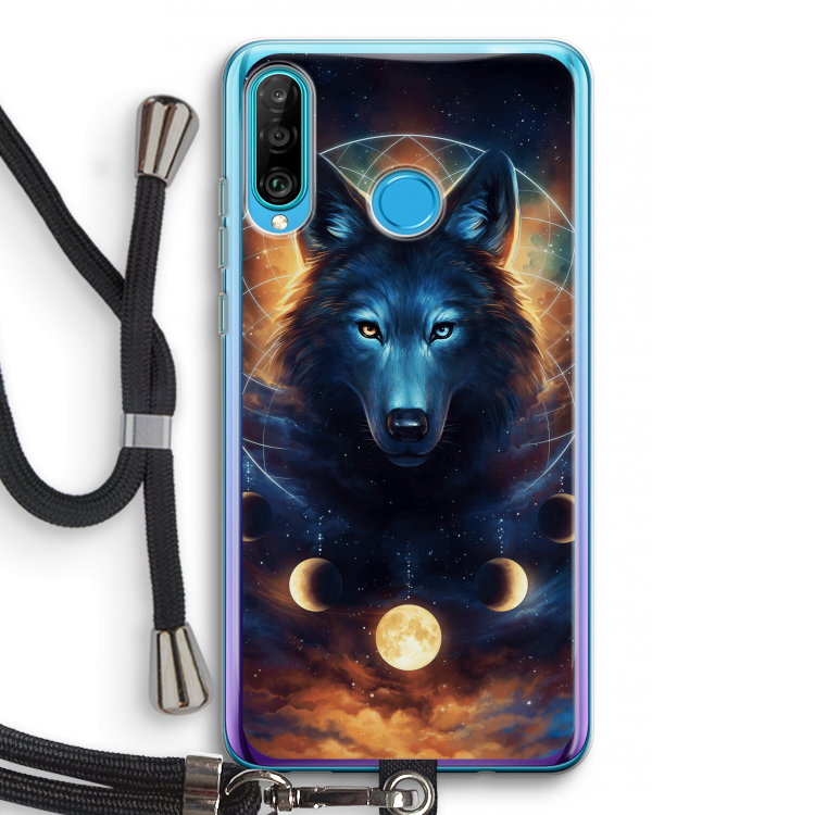Wolf Dreamcatcher: Huawei P30 Lite Transparant Hoesje met koord