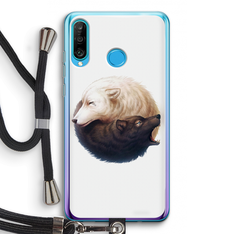 Yin Yang Wolves: Huawei P30 Lite Transparant Hoesje met koord
