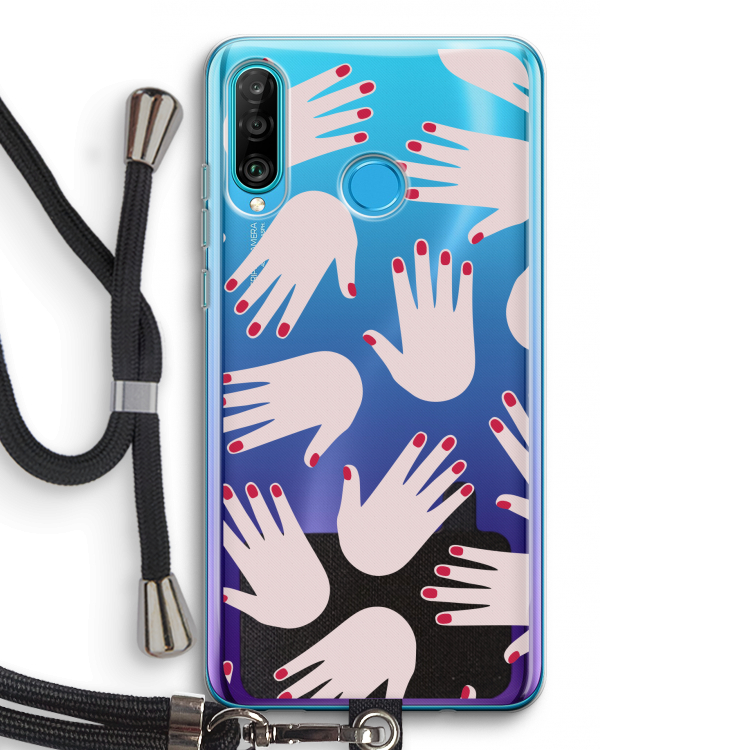 Hands pink: Huawei P30 Lite Transparant Hoesje met koord