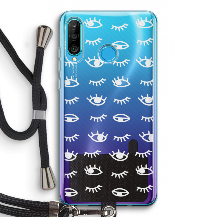 Eye pattern #3: Huawei P30 Lite Transparant Hoesje met koord