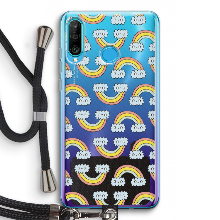 Regenboog: Huawei P30 Lite Transparant Hoesje met koord