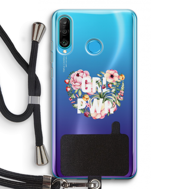 GRL PWR Flower: Huawei P30 Lite Transparant Hoesje met koord